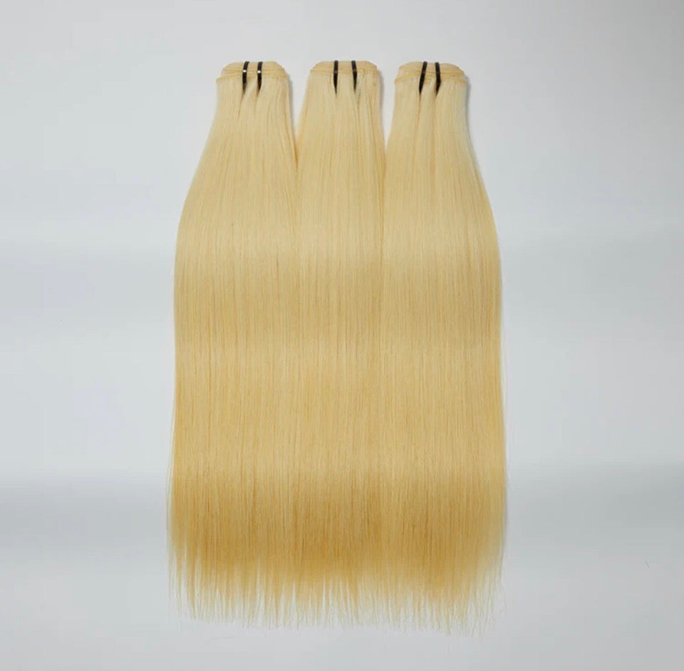613 Lightest Blonde Straight Virgin Hair Bundles