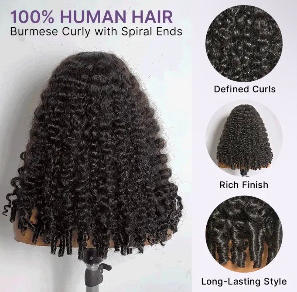 Burmese Curly 13x6 Glueless Lace Frontal Wig — 150% Density