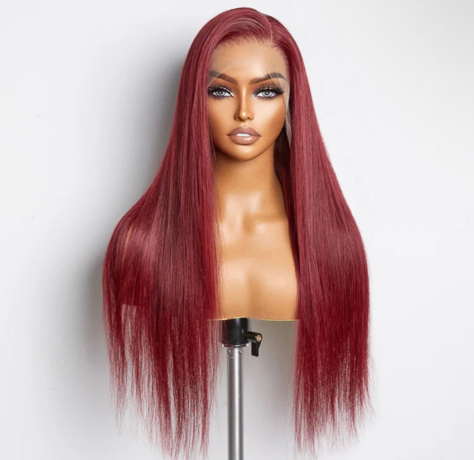 Burgundy Straight 13x4 Lace Frontal Wig — 150% Density