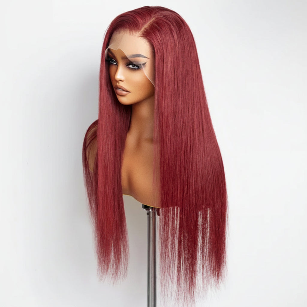 Burgundy Straight 13x4 Lace Frontal Wig — 150% Density