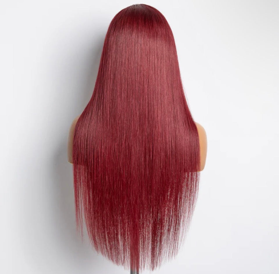 Burgundy Straight 13x4 Lace Frontal Wig — 150% Density