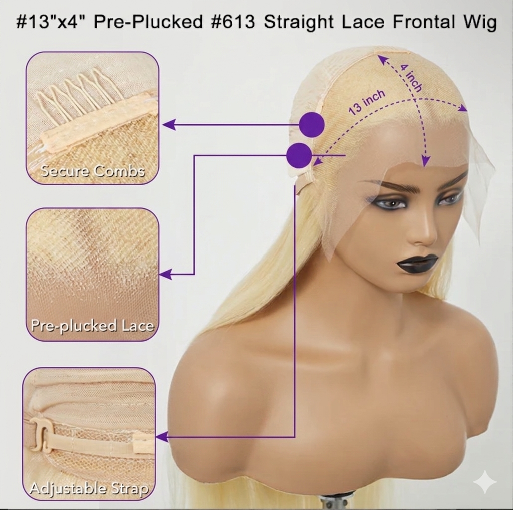 613 Blonde Straight 13x4 Lace Frontal Wig — 200% Density